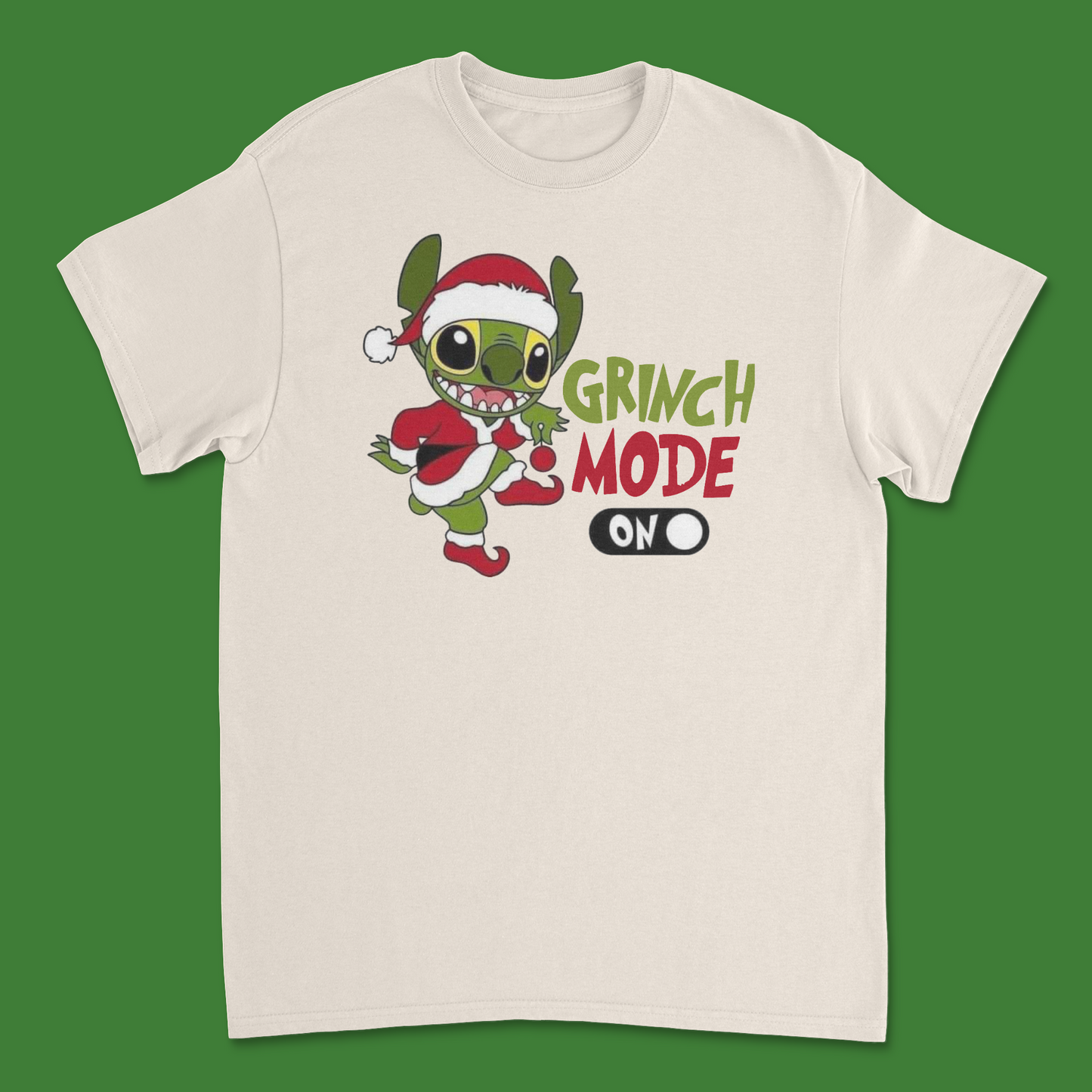 Stitch Grinch Mode On T-Shirt - Funny Holiday Mashup Tee for Disney Fans