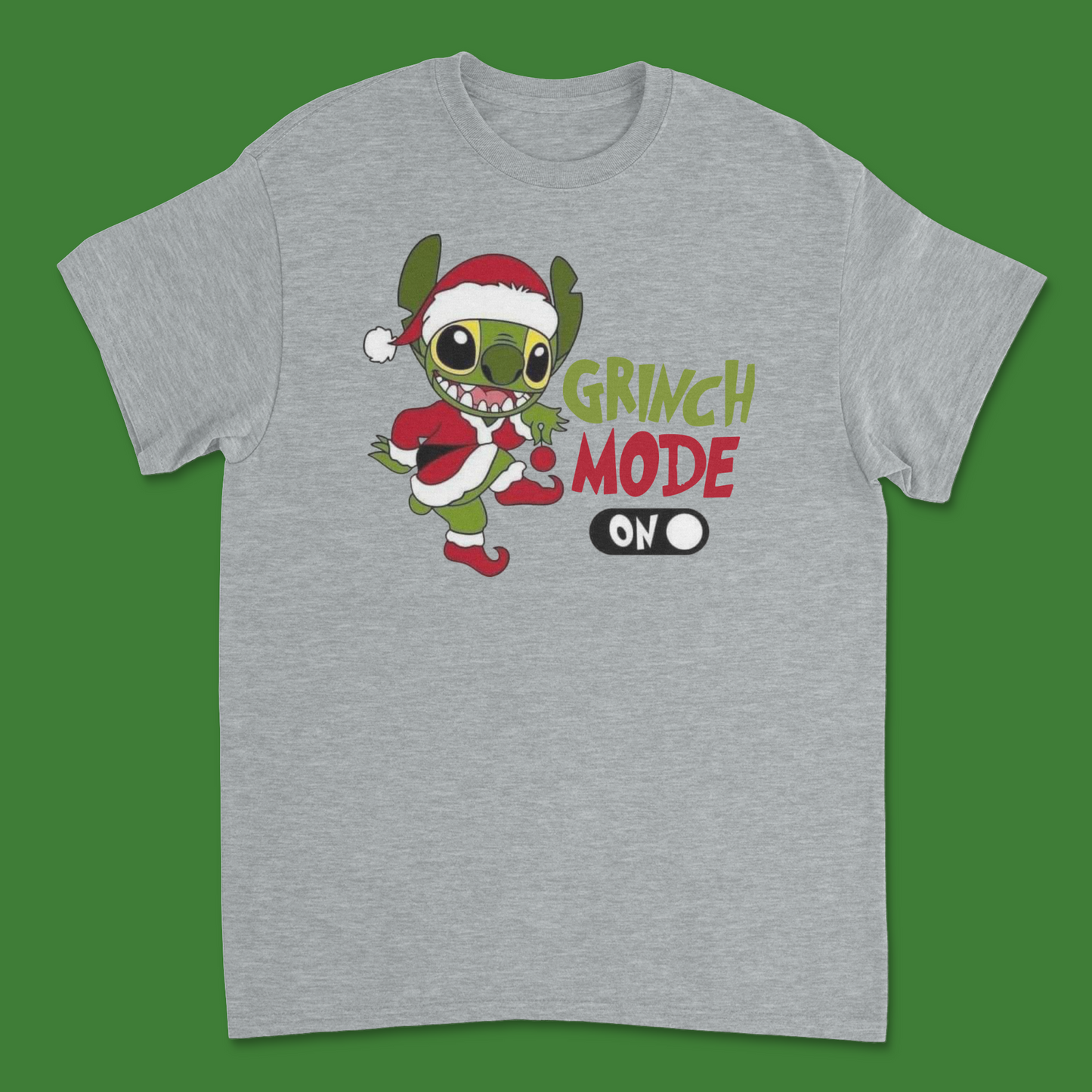 Stitch Grinch Mode On T-Shirt - Funny Holiday Mashup Tee for Disney Fans