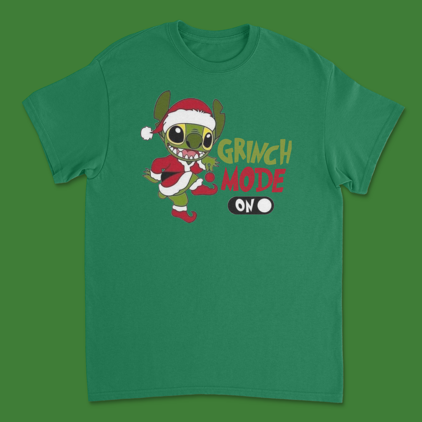 Stitch Grinch Mode On T-Shirt - Funny Holiday Mashup Tee for Disney Fans