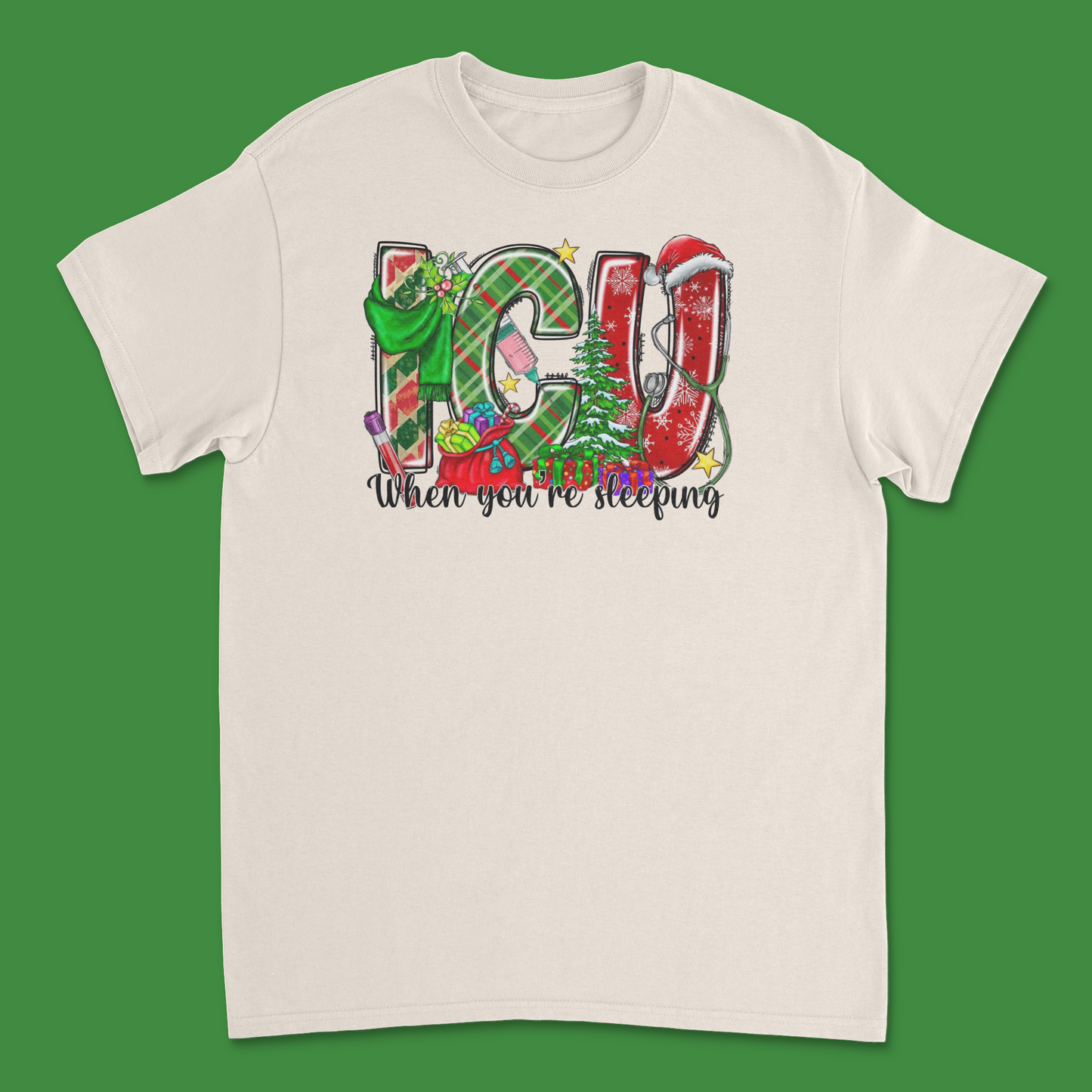 ICU Christmas Shirt - Funny Medical-Themed Holiday Tee for Healthcare Workers