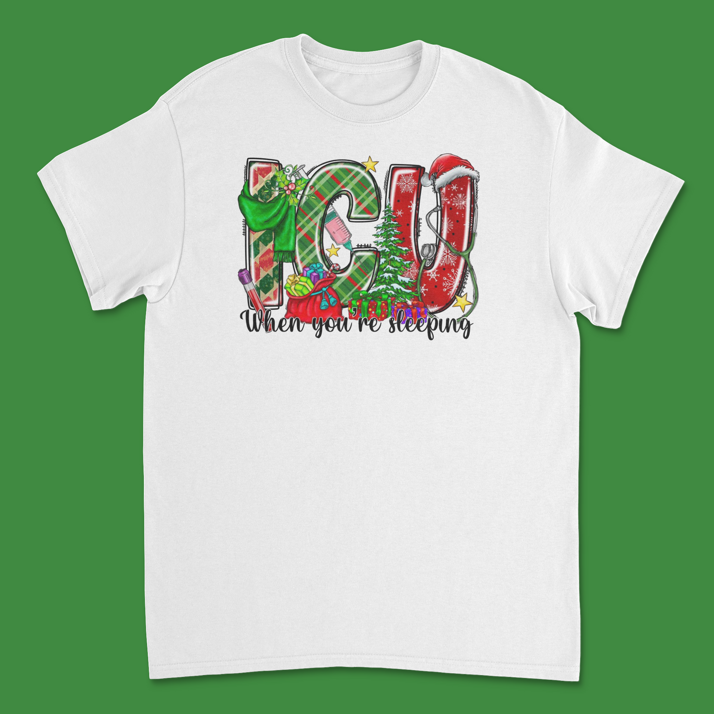 ICU Christmas Shirt - Funny Medical-Themed Holiday Tee for Healthcare Workers