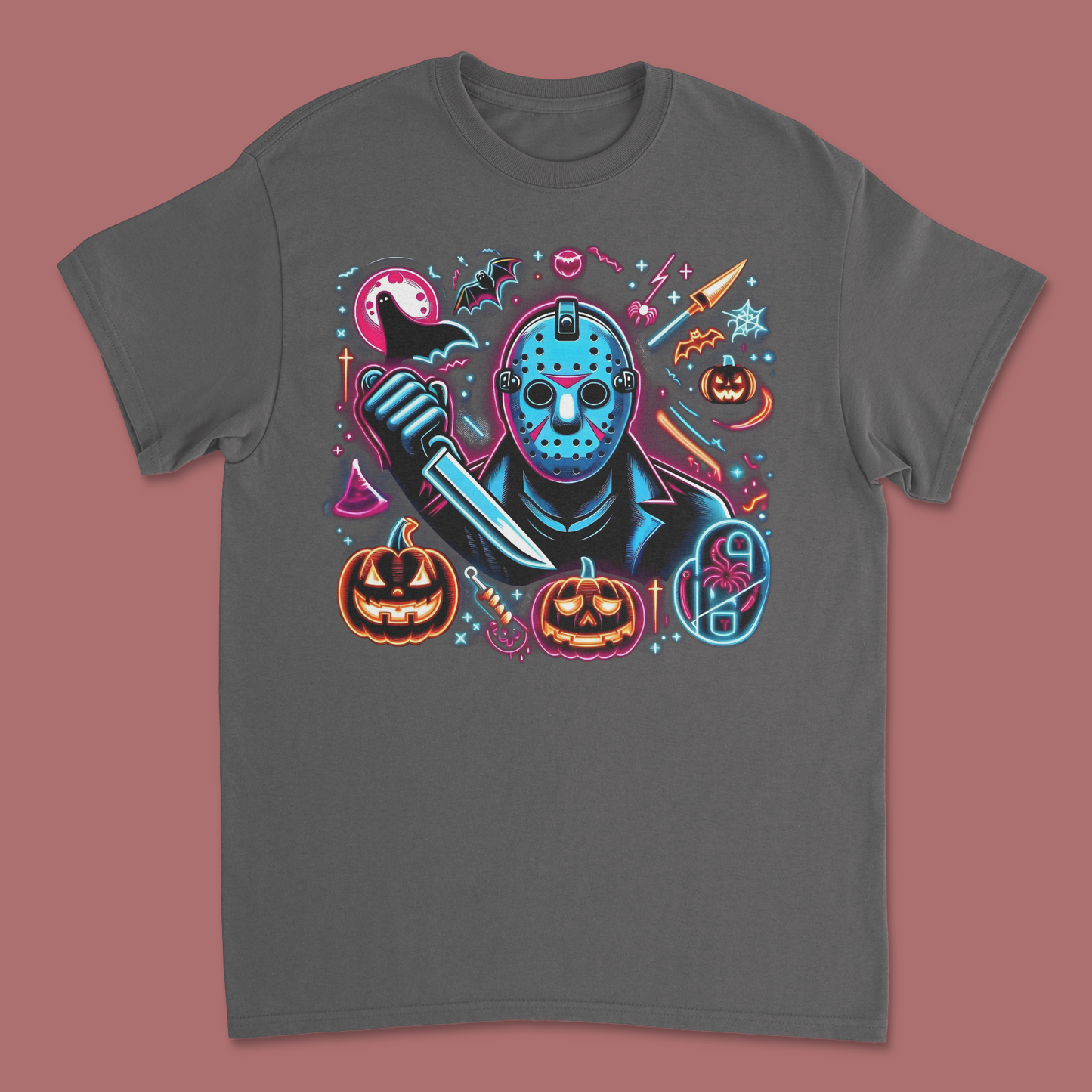 Neon Jason Voorhees Halloween Shirt