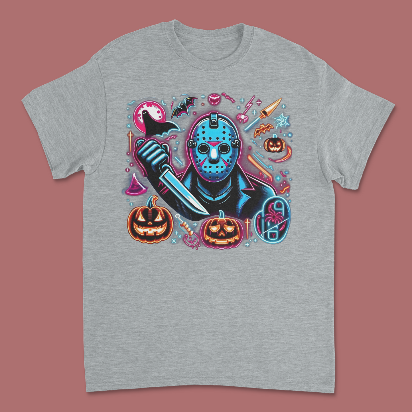 Neon Jason Voorhees Halloween Shirt