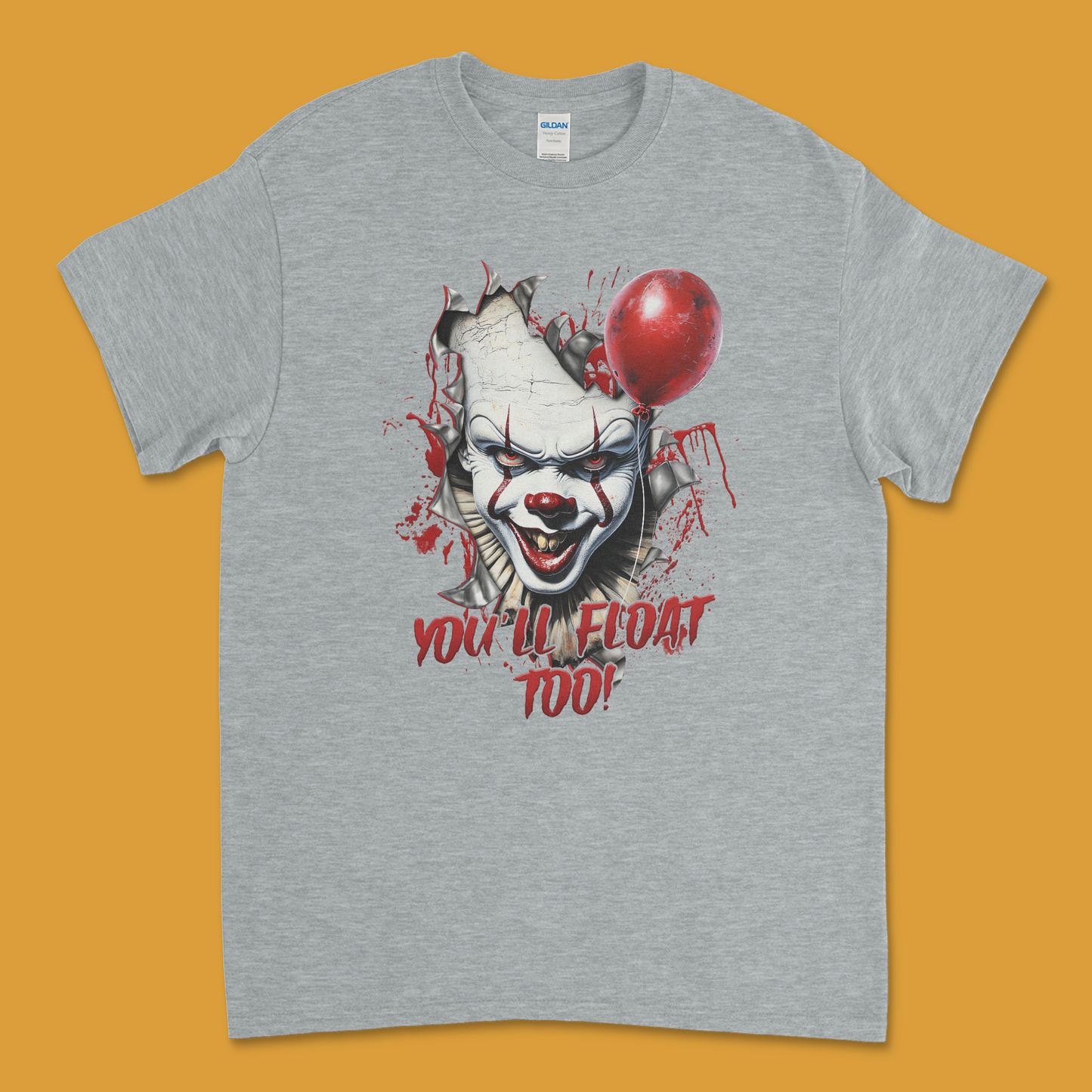 "You'll Float Too" Pennywise-Inspired Halloween T-Shirt | Creepy Clown Horror Tee