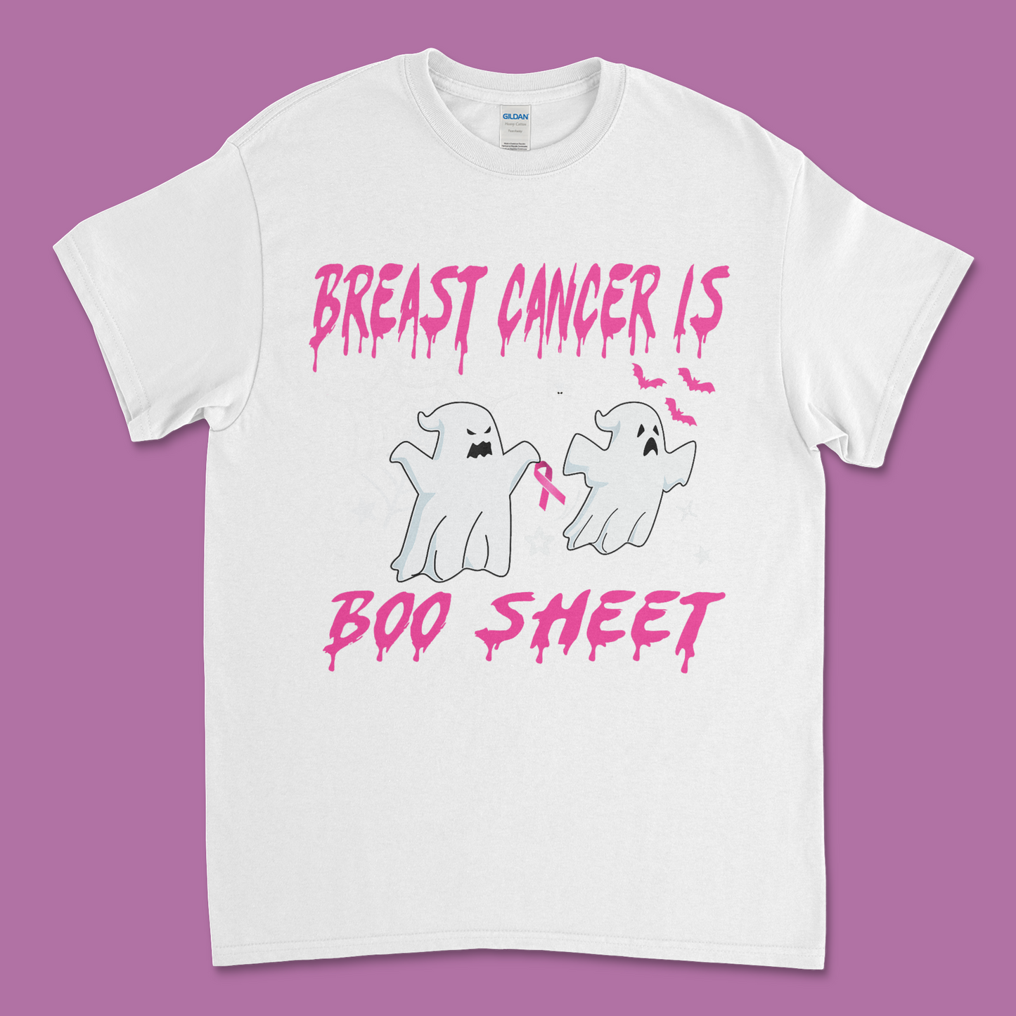 Breast Cancer Awareness Halloween T-Shirt – "Breast Cancer is Boo Sheet" | Spooky Fun & Empowering Apparel