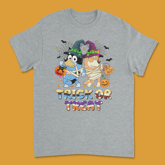 Bluey "Trick or Treat" Kids Halloween T-Shirt | Fun & Festive Bluey Tee